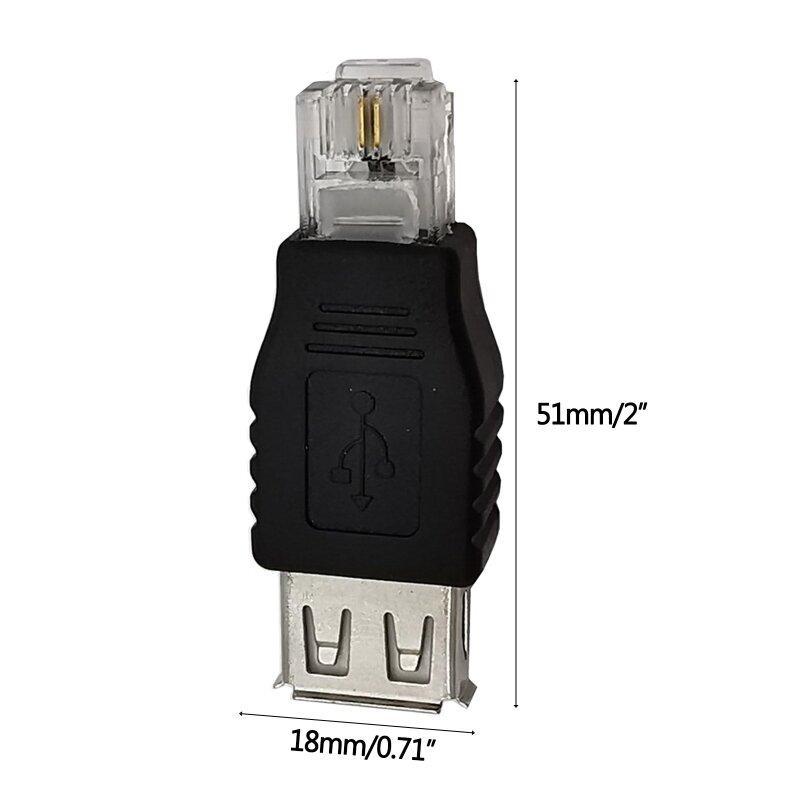 USB 2.0 USB-A أنثى إلى RJ11 6P2C ذكر محول موصل الهاتف شبكة إيثرنت