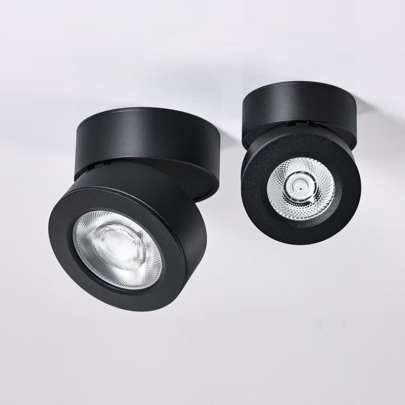 Projecteur rond ultra-mince COB anti-absorbe ouissement Dimmable LED Downlight 5W 7W 18W 24W 1-2Head Plafonnier AC85-265V Éclairage intérieur