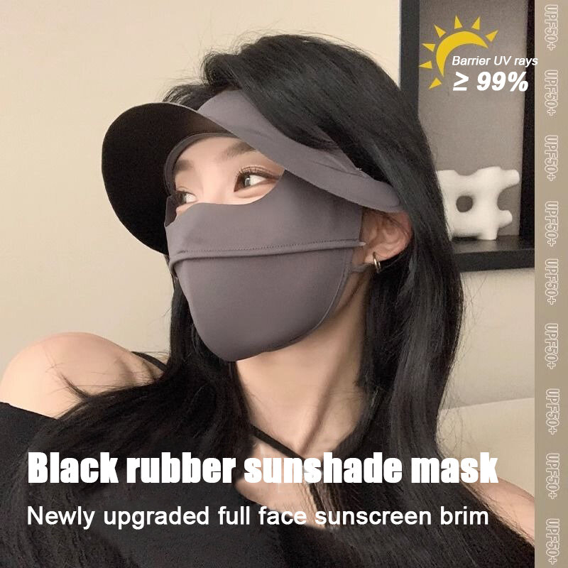 Outdoor Sunscreen Mask Hat Brim One-Piece Vinyl Anti-Ultraviolet Facekini Mask Dust Shade Summer And Fall