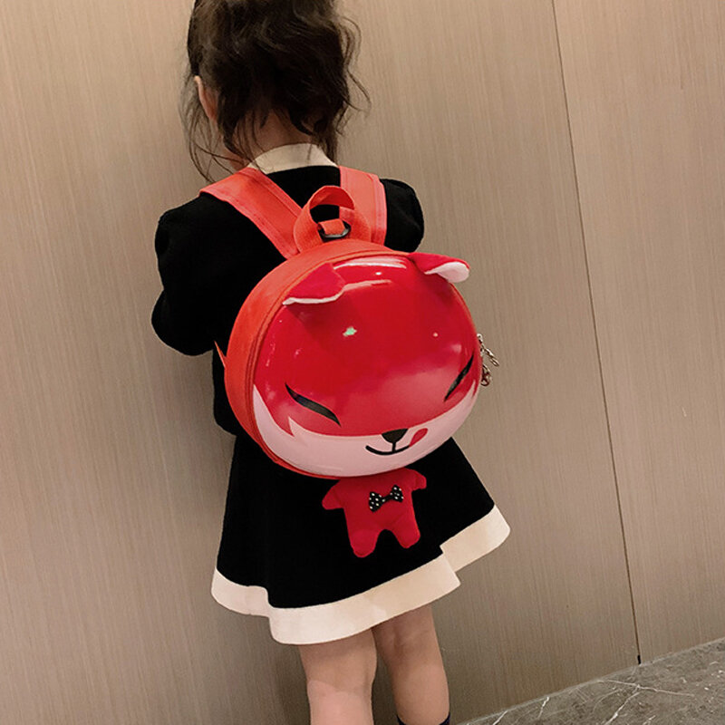 2022 PVC Kindergarten Boy Girl Baby zaino Anti-lost Egg Shell zaino Cartoon Cute Children School Bag Animal Fox Cub Frog