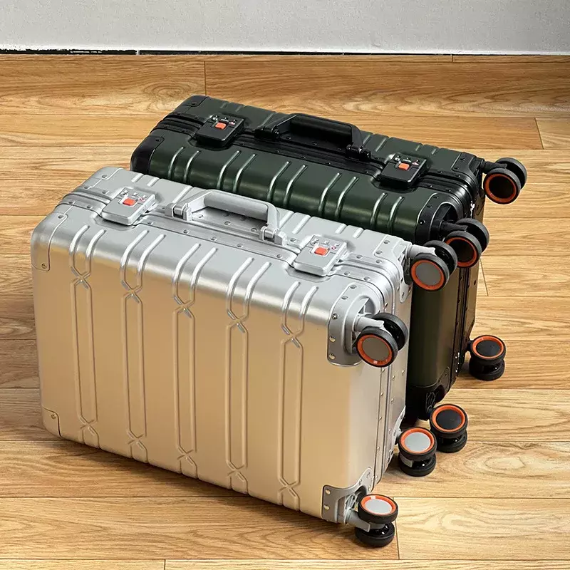 Alle Aluminium-Magnesium-Legierung Reisekoffer Herren Business Roll gepäck auf Rädern Trolley Gepäck Handgepäck Kabinen koffer