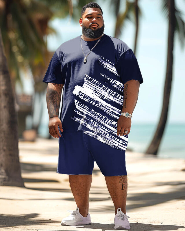 Biggmans T-shirt Plus Size Set L-9Xl for Summer Oversize Hawaii Suit  Men's R Glasses  Gradient Coconut Print Large 7XL 8XL