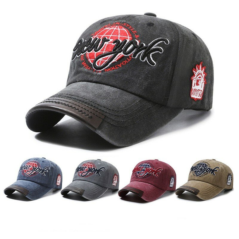 หมวกเบสบอลสันทนาการกลางแจ้งใหม่2024หมวกเบสบอล unisex หมวกปักด้วยตัวอักษรเก่าหมวกคู่รักย้อนยุคอเนกประสงค์