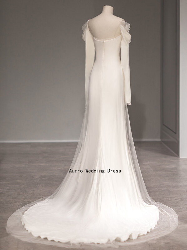 심플한 한국 스타일 얼룩 웨딩 드레스, 2024 시스 스퀘어 칼라, 지퍼 2024 신부 가운, 파티 드레스