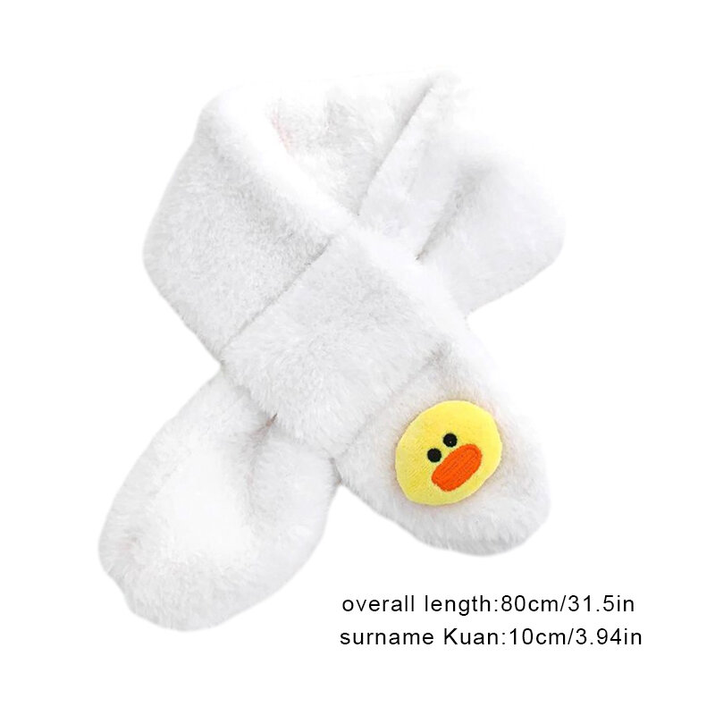 어린이용 귀여운 곰 봉제 스카프, 한국 단색, 따뜻한 흰색 네커치프, 만화 겨울 아기 스카프