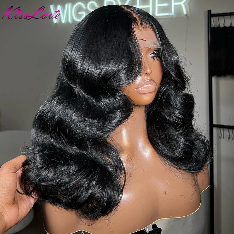 Peluca de cabello humano ondulado para mujeres negras, pelo Bob corto con cierre de encaje transparente HD 5x5, 13x4