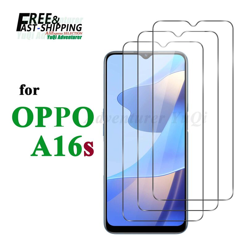 Protetor de tela para OPPO A16s, vidro temperado, 9H Clear Transparent Case, amigável, frete rápido grátis