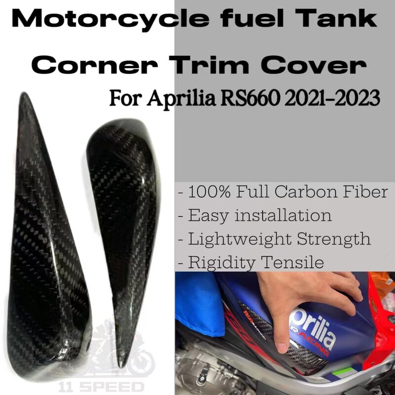 Side Fuel Tank Cover Protector, Canto Trim Cover, Acessório Da Motocicleta Para Aprilia RS660 2021-2023, 100% Fibra De Carbono