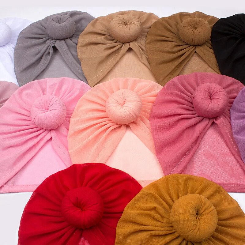 Round Knot Turban Baby Donuts Head Waps Toddler Babes India Hat for Kids Girls Boys Lace Beanie Caps Baby Photo puntelli copricapo