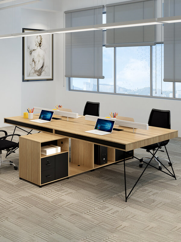 Минималистичная Современная Комбинация офисных столов и стульев
