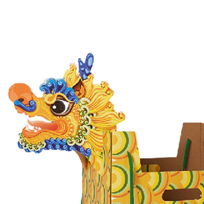 Jouets de bateau de dragon chinois en papier pour les tout-petits, artisanat de décoration du nouvel an, fournitures de fête du festival du printemps