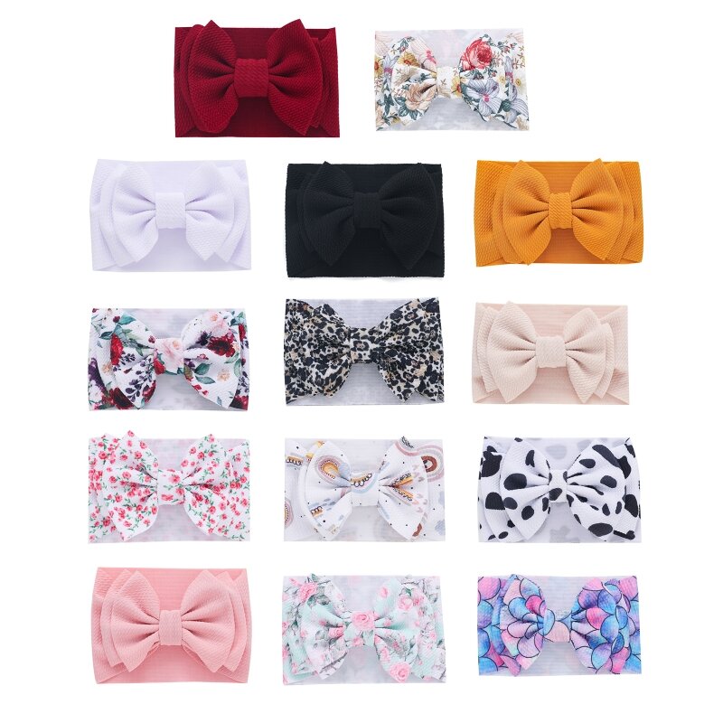 Super Stretchy Soft Knot Baby Girl Headbands with Hair Bows for Head Wrap for Ba
