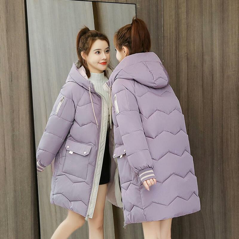 Addensare cappotto lungo donna 2023 inverno dolcevita manica lunga sciolto Midi giacca femminile moda Street Zipper Solid Lady Parka cappotti
