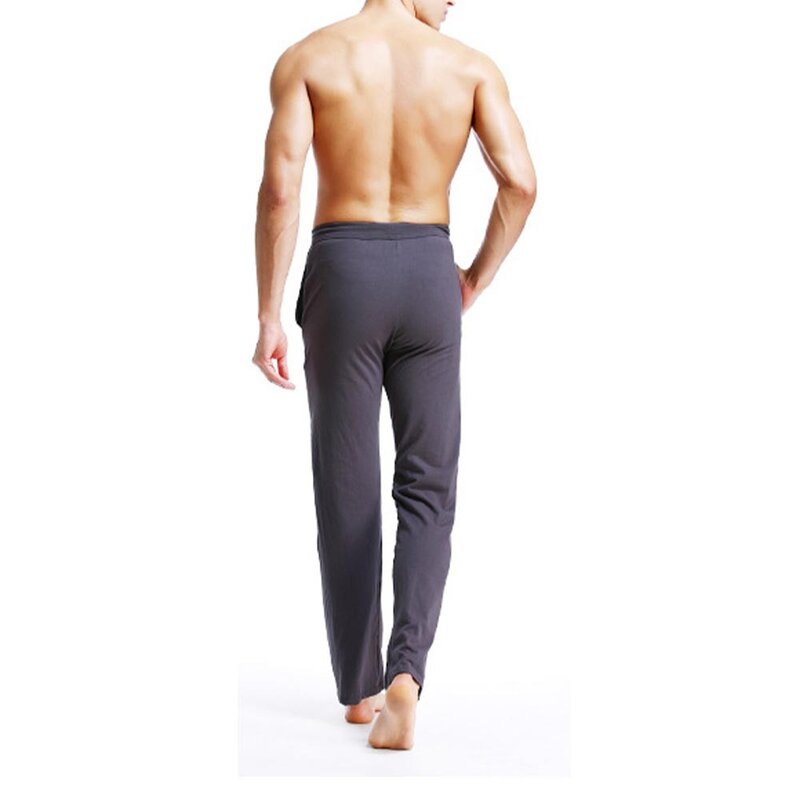 Men's Casual Home Pants Cotton Men Pajama Pants Plus Size Loose Sports Trousers Solid Male Drawstring Tie Long Johns Sleepwear