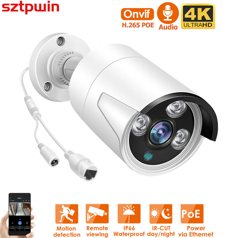 8MP 4K POE Wired IP ONVIF H.265 Audio Record CCTV Face Detection 5MP 4MP 3MP Waterproof IP66 Outdoor Security Video Camera XMEYE