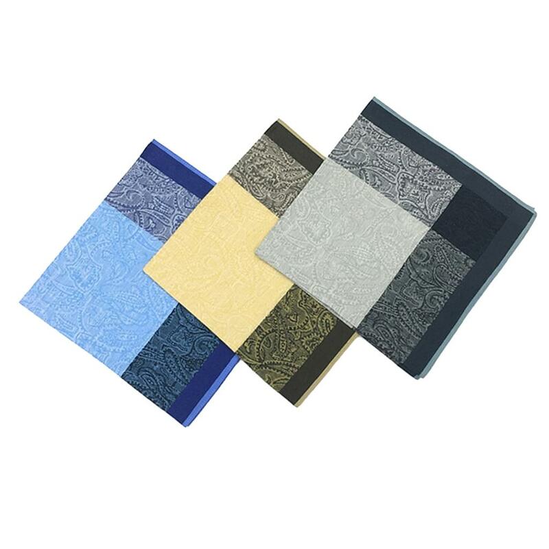 3 pezzi uomo Vintage Jacquard Print Pocket Square Hankies 16x16"