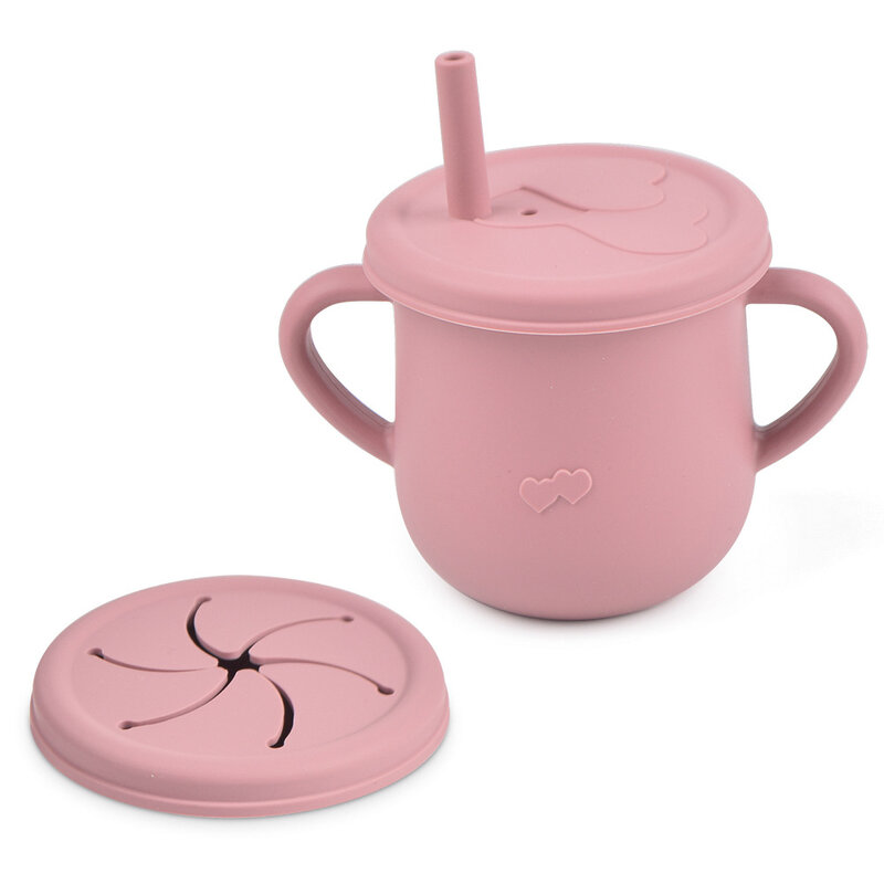 Tazza per bambini scatola per alimenti in Silicone tinta unita Baby Sippy Cup contenitore portatile per snack per bambini con scala di coperchio BPA Free 200ml