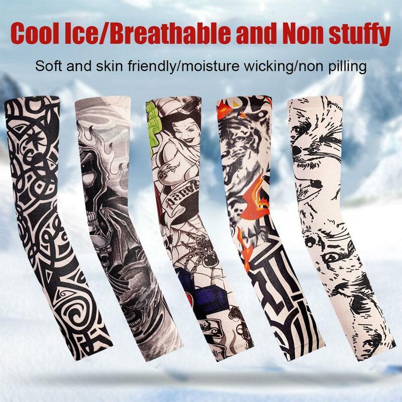 1PCS Tattoo Arm Sleeves Sun UV Protection Seamless Fishing Dry Breathable Tattoo Running Quick Elastic Party Arm Sleeve Sle F2K6