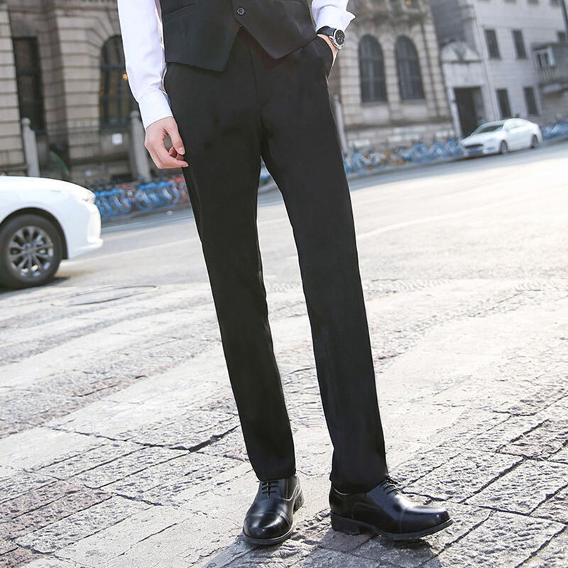 Pantalones de traje informales de negocios para hombre, pantalones formales de oficina sólidos, traje de estilo clásico, pantalones largos de talla grande, nuevo