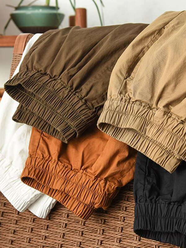 Pantalones cortos informales de algodón para mujer, Shorts Retro con cintura elástica, holgados, rectos, blancos, sencillos, versátiles, a la moda, para verano
