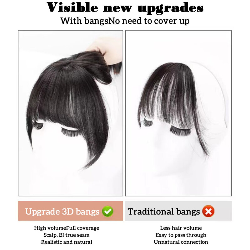 Francês simulação franja de cabelo ar, peruca frontal clip-in, franja para as mulheres, estilo DIY perucas, uso diário, acessórios de cabelo