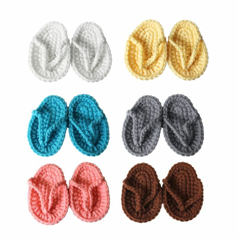 Mini tongs en Crochet couleur unie pour nouveau-né, pantoufles pour nourrissons, accessoires Photo