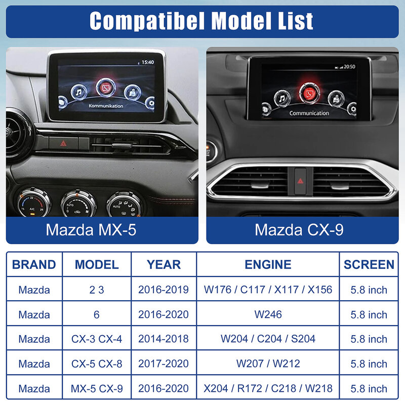 Mazda Apple CarPlay dan Kit Retrofit USB Otomatis Android, Mendukung Mazda 3/6/CX5/CX3/CX9/MX5-TK78 66 9U0C K1414 C922 V6 605A