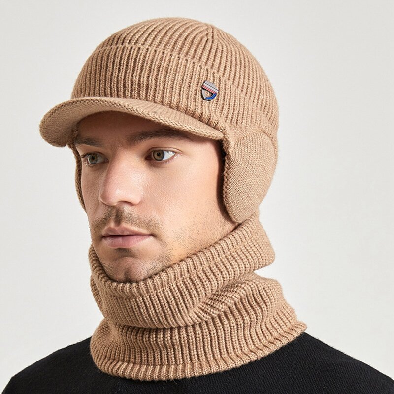 2 sztuk/zestaw Unisex zimowe ciepłe czapki futro pokryte miękka czapka bez daszka czapka z ochrona słuchu pokrywa gruby czapki zimowe robione na drutach dla mężczyzn i kobiet