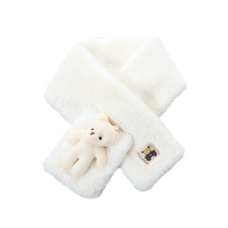 Плюшевый шарф Зимний милый мультяшный маленький белый медведь теплый утолщенный шейный шарф для девочек универсальное издание для детей корейский парен E9p5