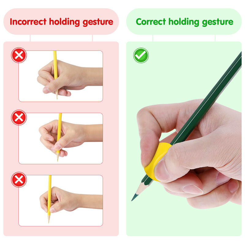 NUOBESTY 10Pcs Universal Ergonomic อุปกรณ์ช่วยเขียนเขียน Corrector สำหรับเด็กลายมือผู้ถือปากกาแก้ไขดินสอกรณี