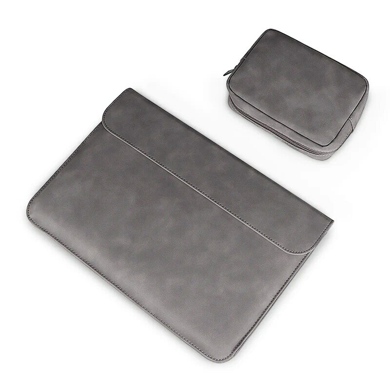Portable Laptop PU Leather Sleeve Waterproof Case Briefcase Protective Bag Envelope Sleeve With Small Pouch For Macbook Pro Air