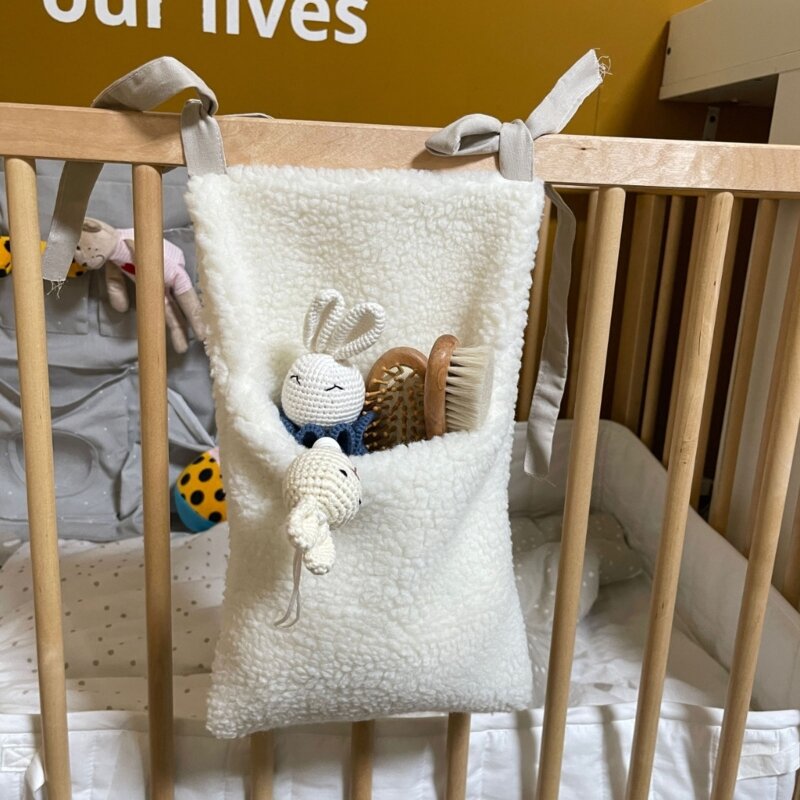 Neue dicke Plüsch Babybett hängende Aufbewahrung tasche tragbare Doppelt aschen Neugeborene Kinder bett Spielzeug Veranstalter Tasche Bett Kopfteil Aufbewahrung tasche