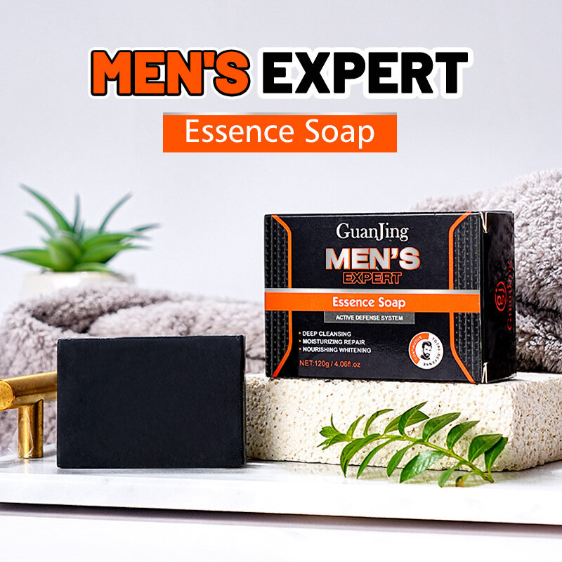 GuanJing 120g Men's Facial Soap Deep Cleaning Refines Pores Brightens and Lifts Skin Oil Control Face Skincare Product for Men
