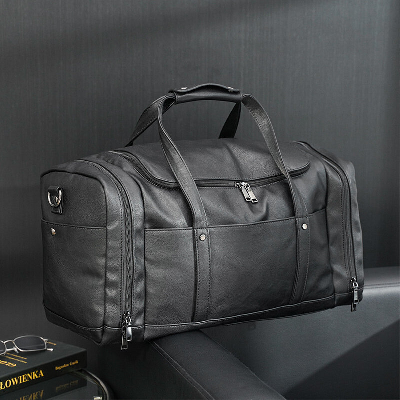 Lässig pu Leder Männer Reisetasche hohe Kapazität Umhängetasche tragbare Sporttasche Gepäck tasche männliche Reisetasche
