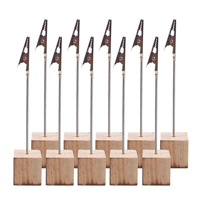 10 PCS Memo Holder Pine Base Message Clip Memo Holder For Office Wedding Party House Decoration Birthday Photos