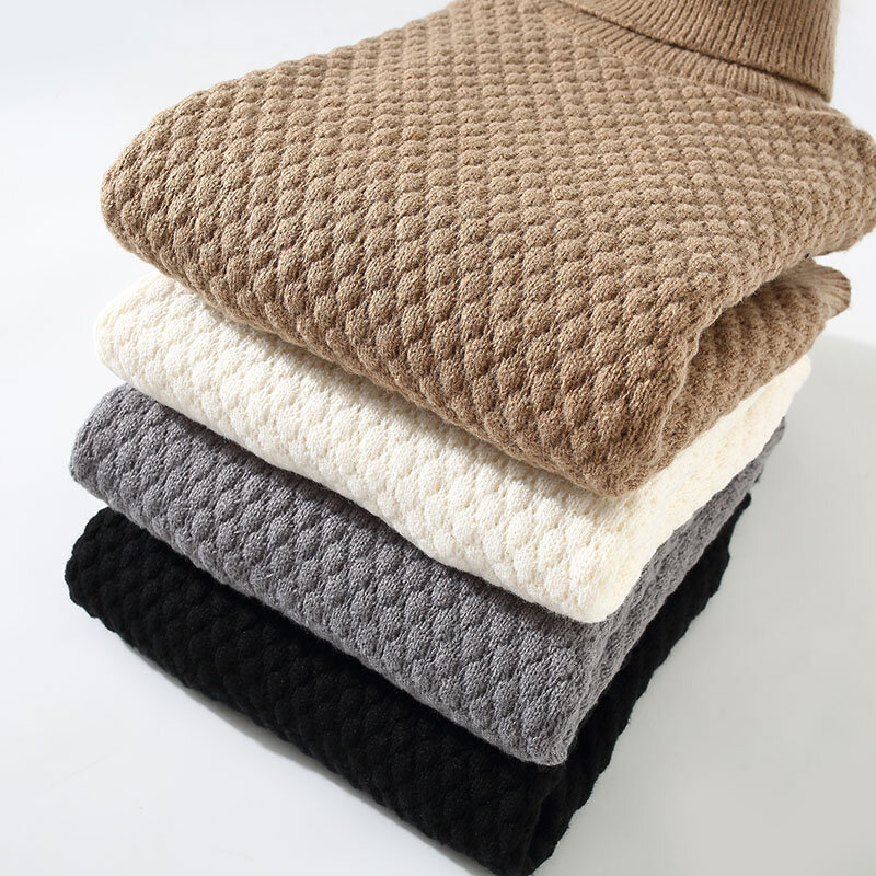 2023 남성용 캐주얼 터틀넥 스웨터, 편안한 단색, 루즈한 따뜻한 스웨터, 고품질 패션, 겨울 및 가을
