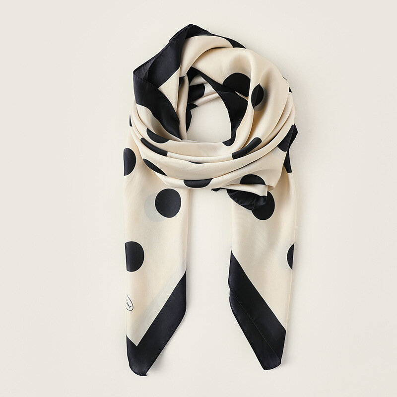 Роскошный платок 90x90 см, всесезонный квадратный шелковый шарф, модные платочки в европейском и американском стиле, новые шали с сетчатым принтом и защитой от солнца