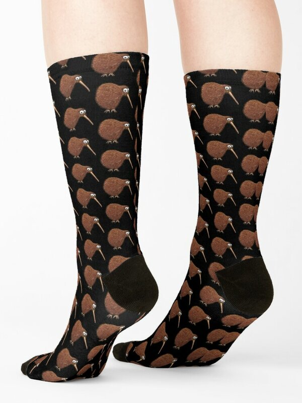 Cutest Kiwi - On Black Socks happy crazy Ladies Socks Men's