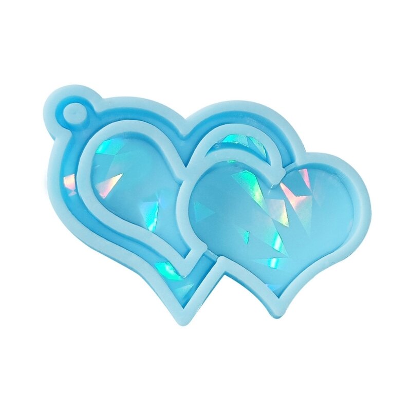 Cahaya dan Bayangan Gantungan Kunci Liontin Silikon Cetakan Bentuk Hati Cetakan DIY Ornamen Kerajinan Cetakan untuk Hadiah Valentine K3ND