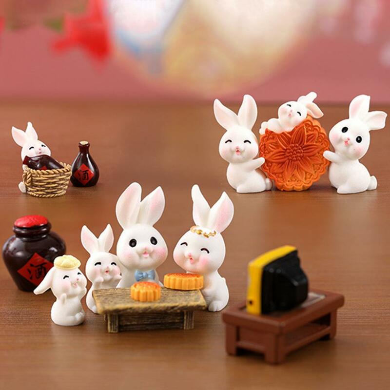 2 pçs/set criativo coelho figura compacto decorar adorável coelho modelo figura brinquedo