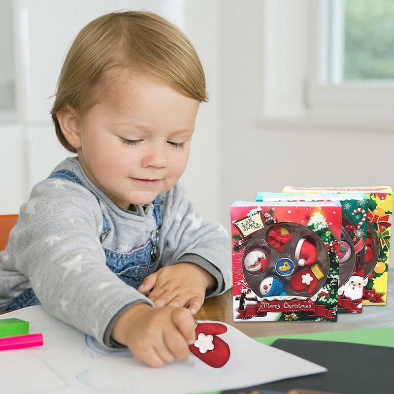 Férias Mini Erasers Variedade para Crianças, Borrachas Divertidas, Favores De Festa De Natal, Recompensas De Casa, Material Escolar