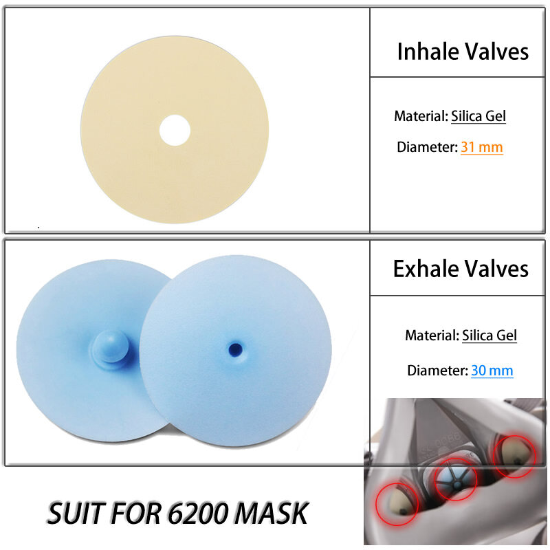 5-10pcs 6893 Inhale Valves 6889 Exhale Valves Silica Gel 6200 Mask Accessories Replace For 6200/7502/6800 Respirator