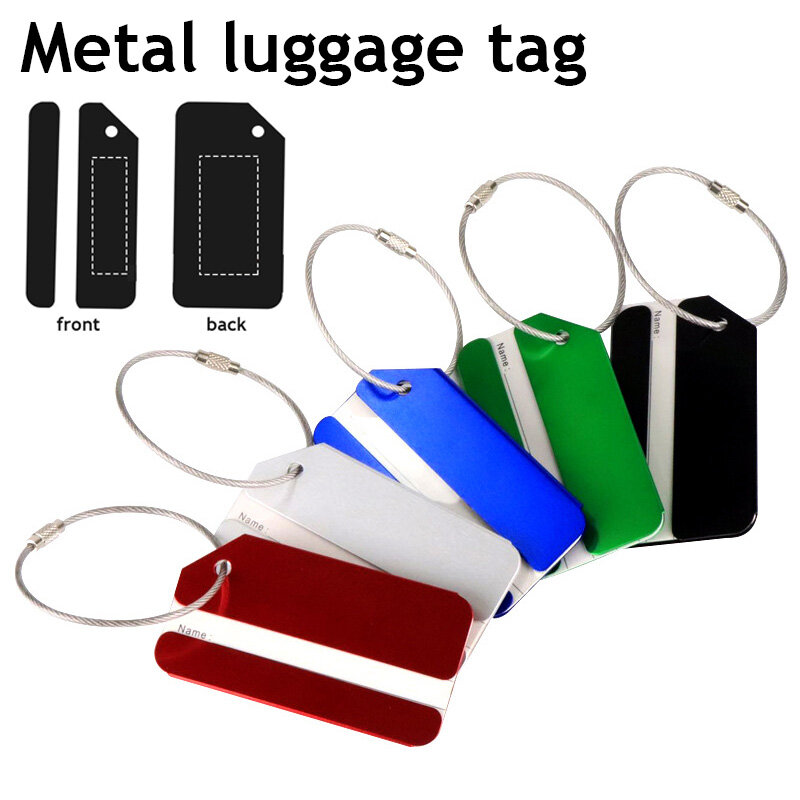 Tag bagasi perjalanan logam modis Tag nama koper Tag alamat pemegang Label Aluminium Aloi Tag bagasi Aksesori Perjalanan