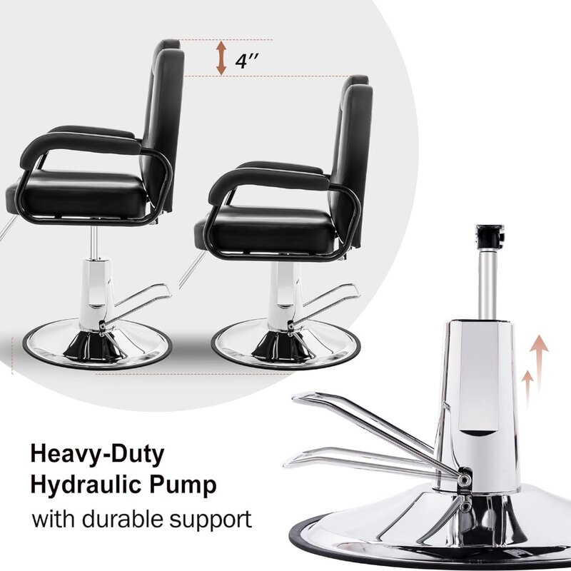 Hydraulic Recliner Barber Chair for Hair Salon Heavy Duty Hydraulic Pump, Upgraded Salon Beauty Equipment