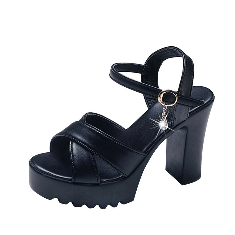Sandalias de plataforma con hebilla para mujer, zapatos de tacón alto, cuñas, Boca de pez