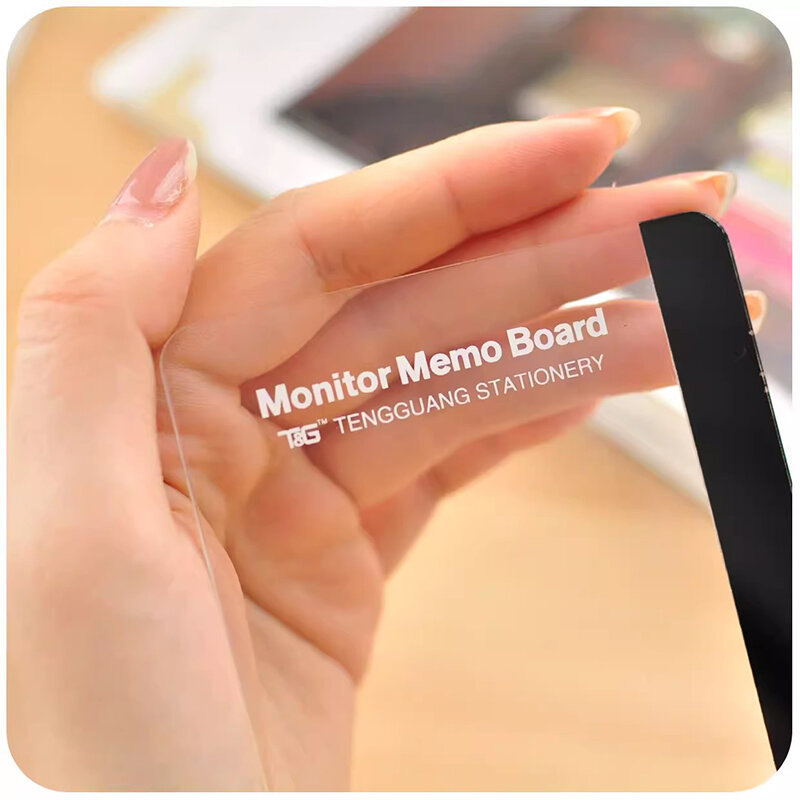 Transparente Acrílico Monitor Mensagem Memo Board, Sticky Note, Cartão de Nome, Titular do telefone, Desktop, Papelaria coreano, Escritório, Criativo