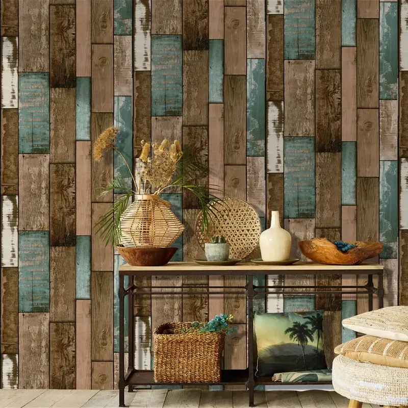 Papel de Contacto de decoración de grano de madera para renovación de muebles, vinilo autoadhesivo impermeable, pegatinas de pared extraíbles, 45cm