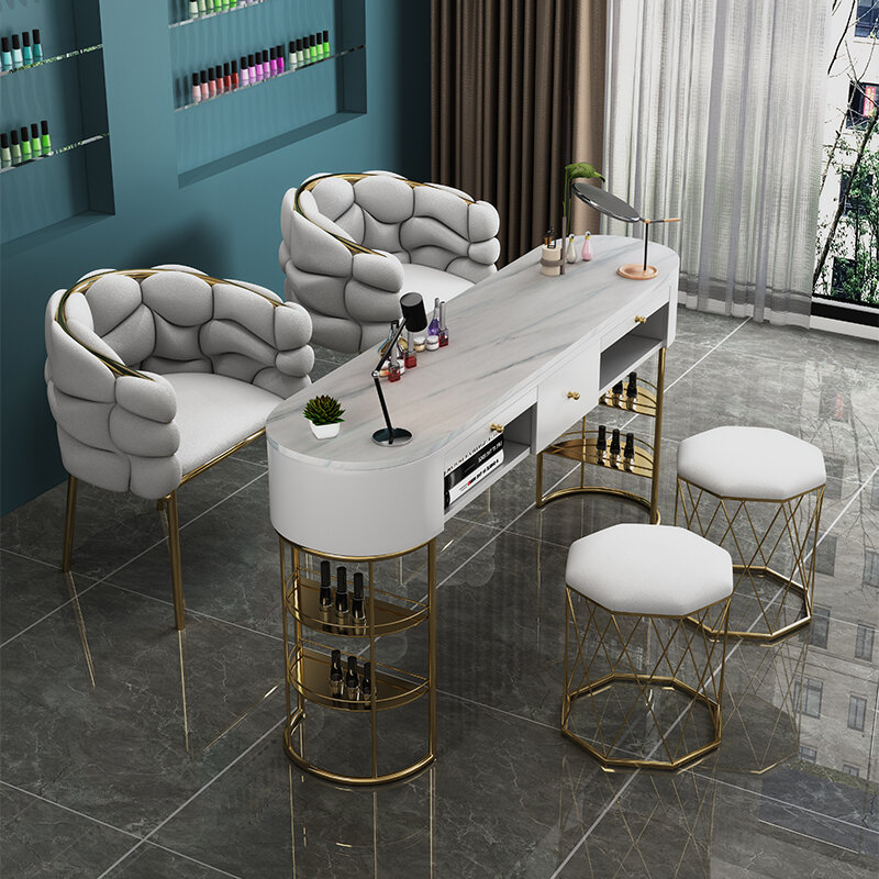 Mesa de unhas para armazenamento profissional Mesa de unhas, organizador ouro Mesa de unhas nórdica estética mesa de luxo acessível para móveis de salão