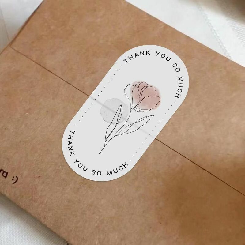 40〜100個のかわいい花「ありがとうございます」小さなビジネスベーキングケーキのデザートパッケージギフトシール装飾ラベル