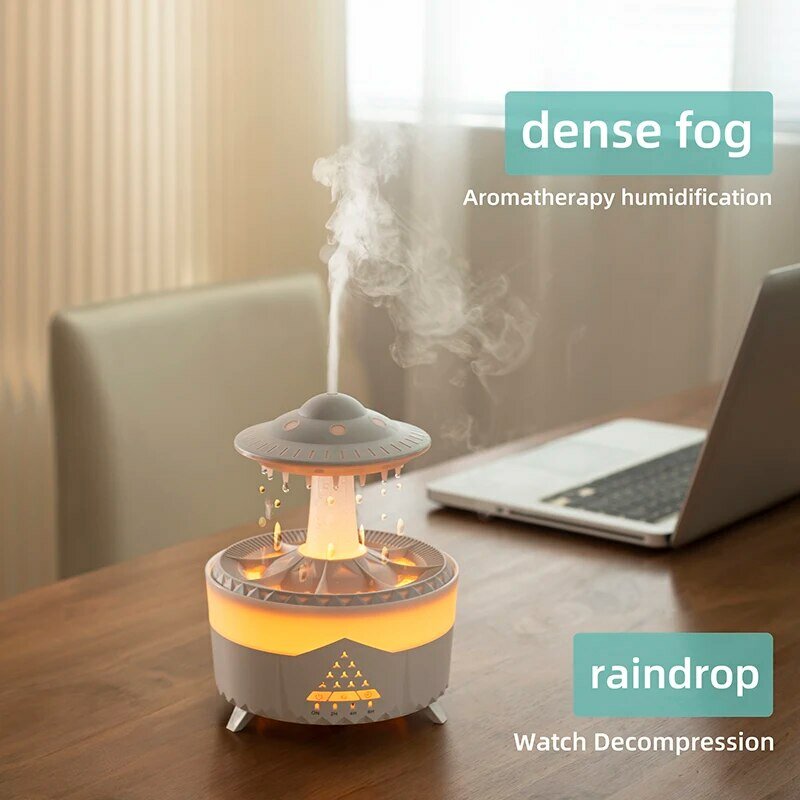 UFO Raindrop Humidifier Water Drop Air Humidifier USB Aromatherapy Essential Oils Aroma Air Diffuser Household Mist Maker Home D
